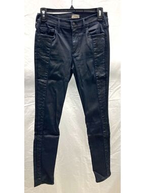 True Religion Halle Super Skinny Coated Midnight Quilted Trim Jeans 28